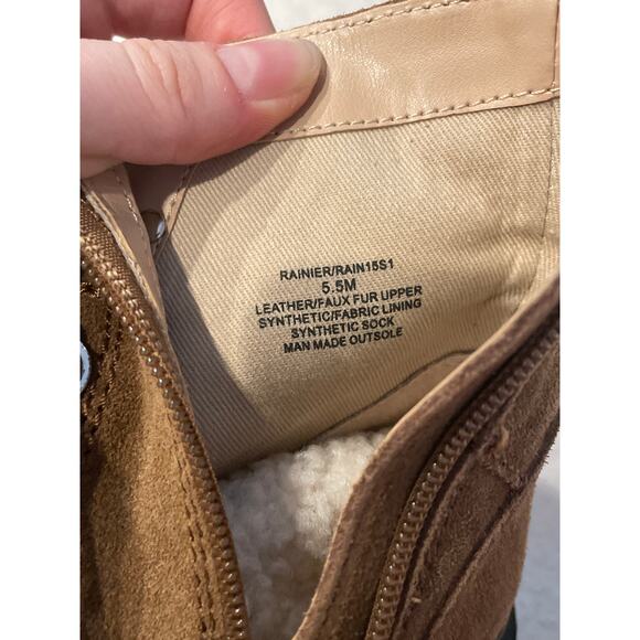 STEVE MADDEN Rainier Cognac Suede Lug Sole Lace-Up Platform Ankle Boots 5.5 - Picture 10 of 11